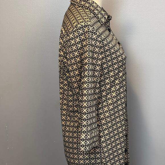 Express Geometric Print Button Up Shirt Dress Collared 3/4 Sleeve Timeless 11/12 - Picture 6 of 9